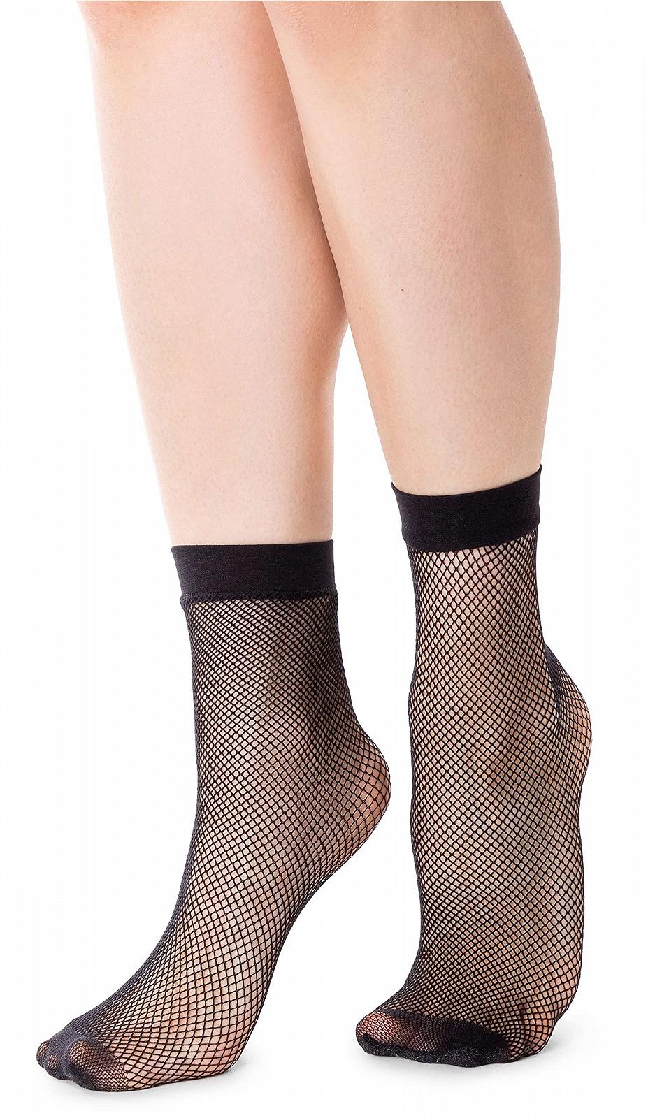 Носки NOQ Женские Черный Бежевый Сетка Выше Щиколотки с Комфортной Резинкой One Size, фото №1