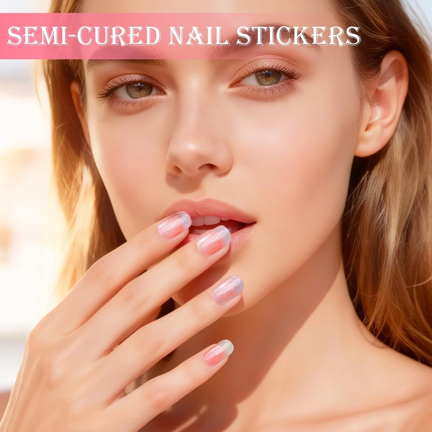 Наклейки для ногтей гелевые Semi-Cured Strips Nude Pink для UV/LED лампы, фото №5