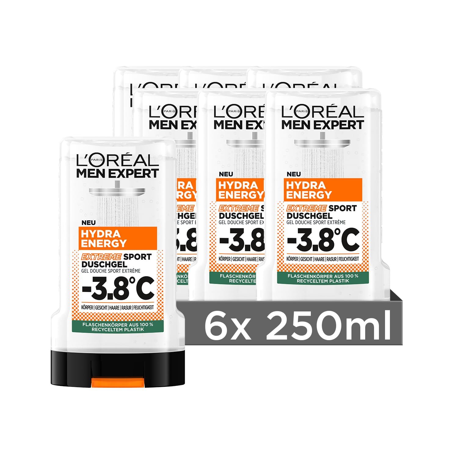 Гель для душа и шампунь мужской L'Oréal Paris Men Expert Hydra Energy Extreme Sport 6 x 250 мл, фото №1