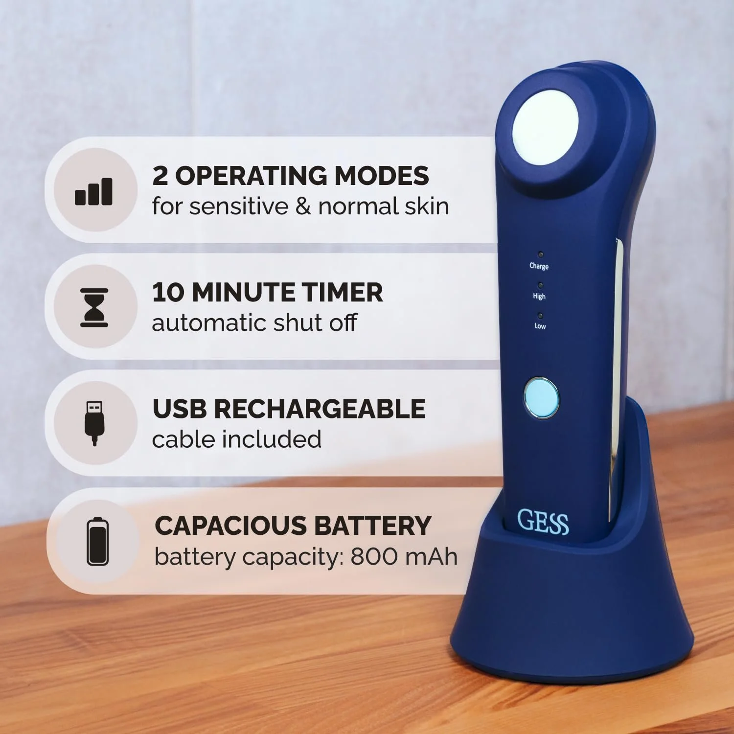 Масажер холодної плазми GESS Plasma Energy Ceramic Plate, фото №6