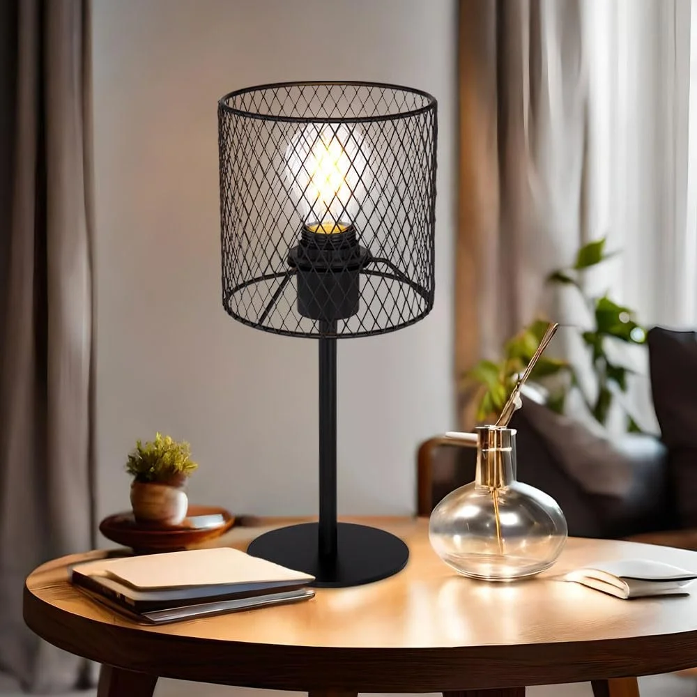 Настольная лампа Globo металлическая сетка 7 Вт 806 лм теплый белый 35 см Черная, фото №5