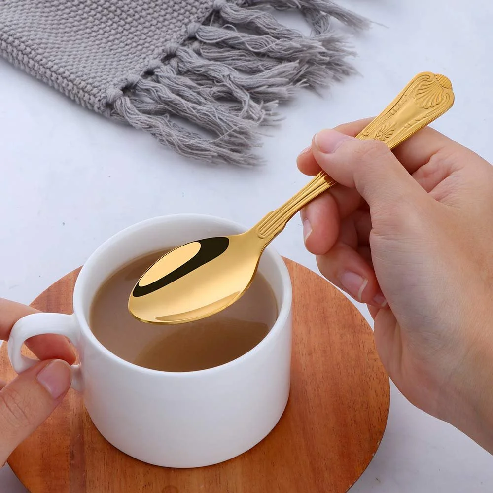 Ложка чайна Buyer Star з 12 штук, золота, нержавіюча сталь, фото №3