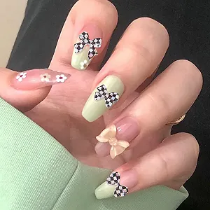 Украшения для ногтей NICENEEDED, 140 шт., Черные шахматные доски, 3D акриловые украшения для ногтей в виде бабочек с плоской задней частью, акриловые бантики для ногтей разных стилей для женщин и девушек synthetic.ua - Фото 1