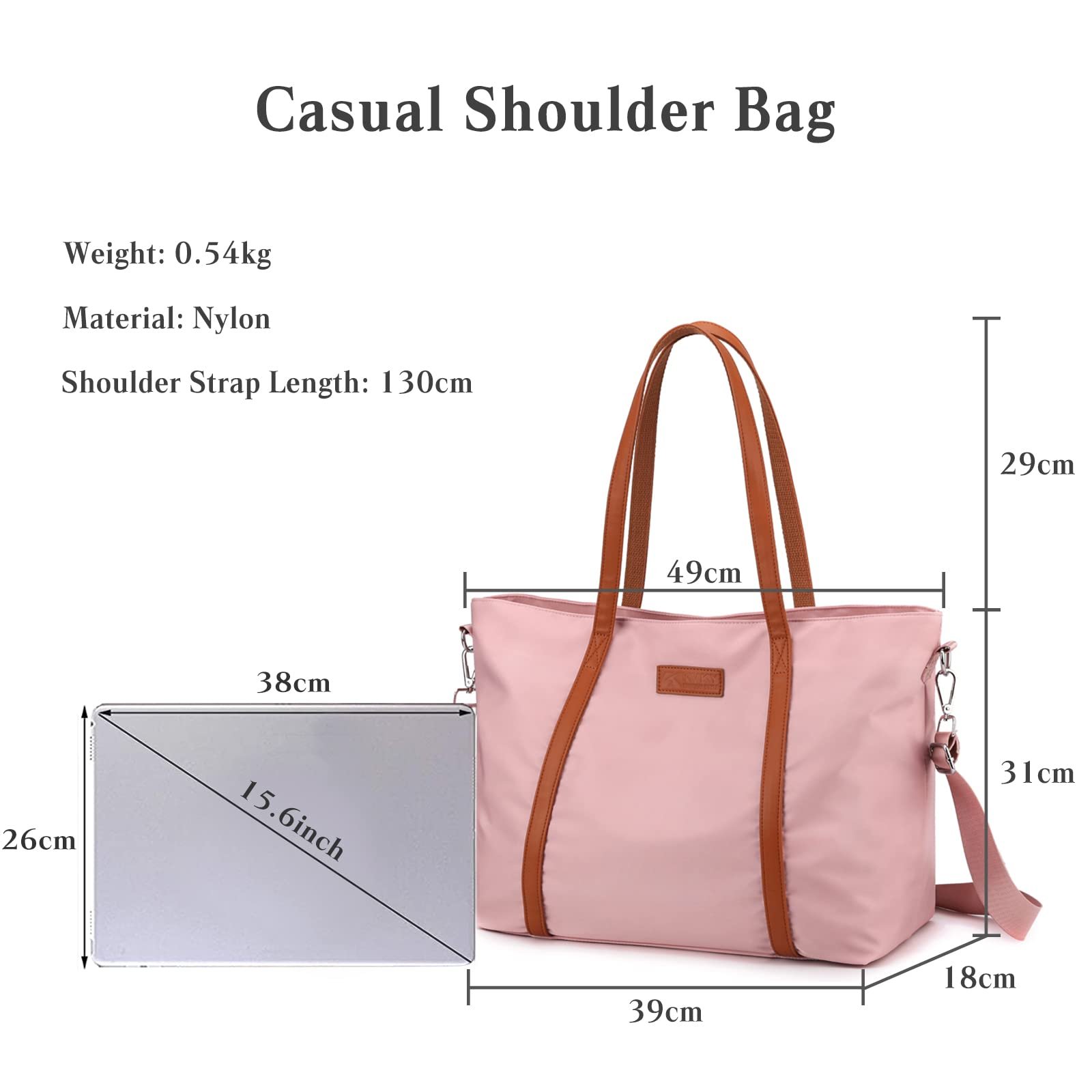 Сумка-тоут PORRASSO для ноутбука женская 15.6 дюйма розовая, фото №3