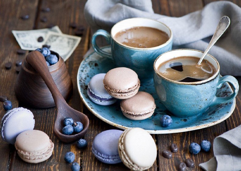 TN648 Набір алмазноі мозаїки на підрамнику Запашна кава з десертом, фото №1