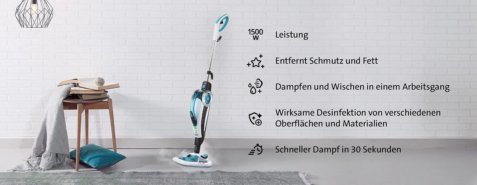 Пароочисник ETA Azurit 1500 W 2 в 1 400 мл парова швабра, фото №2 Пароочисник ETA Azurit 1500 W 2 в 1 400 мл парова швабра, фото №2