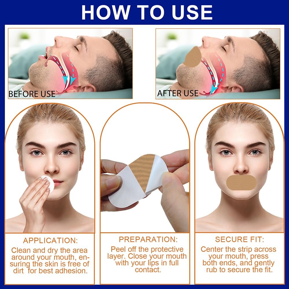 Смужки для рота від хропіння, 60 шт, колір шкіри, фото №9