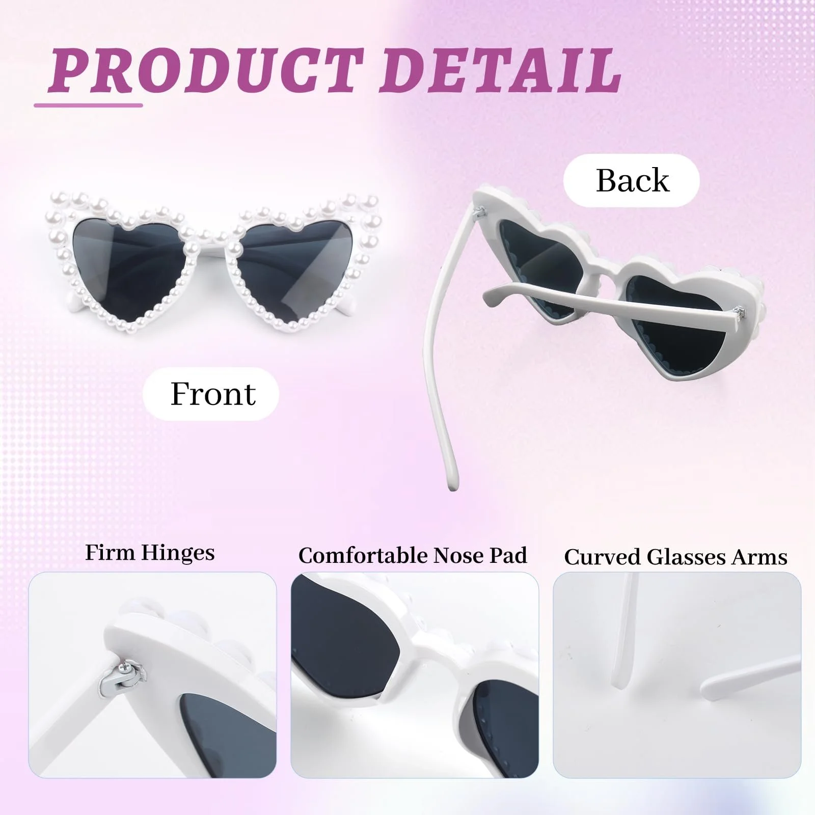 Солнцезащитные очки GOWTX Ретро Сердце Жемчуг, фото №3