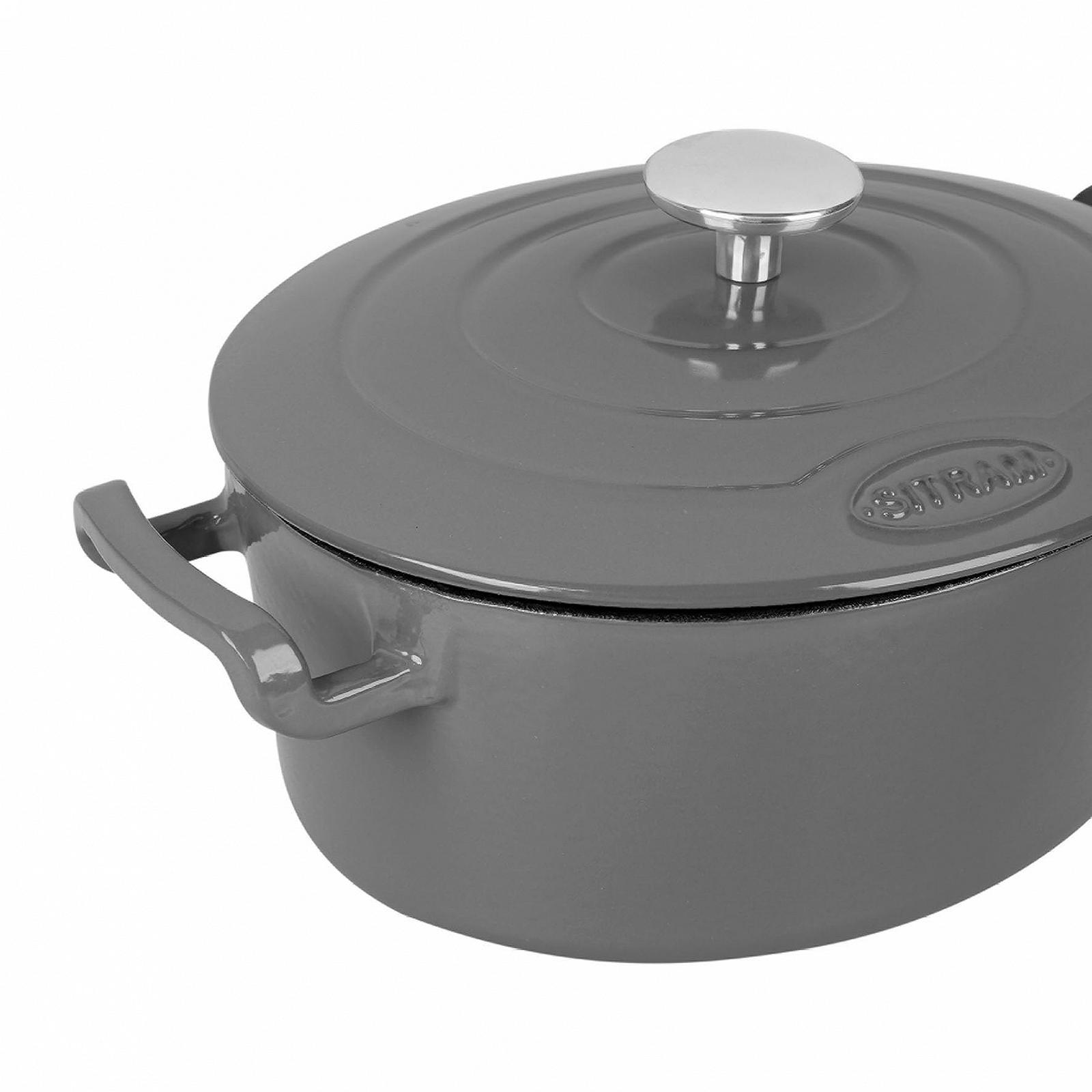 Кастрюля-кассероль Sitram Sitrabella 26 см 4 л Чугунная эмалированная Овальная Серая/Белая, фото №5