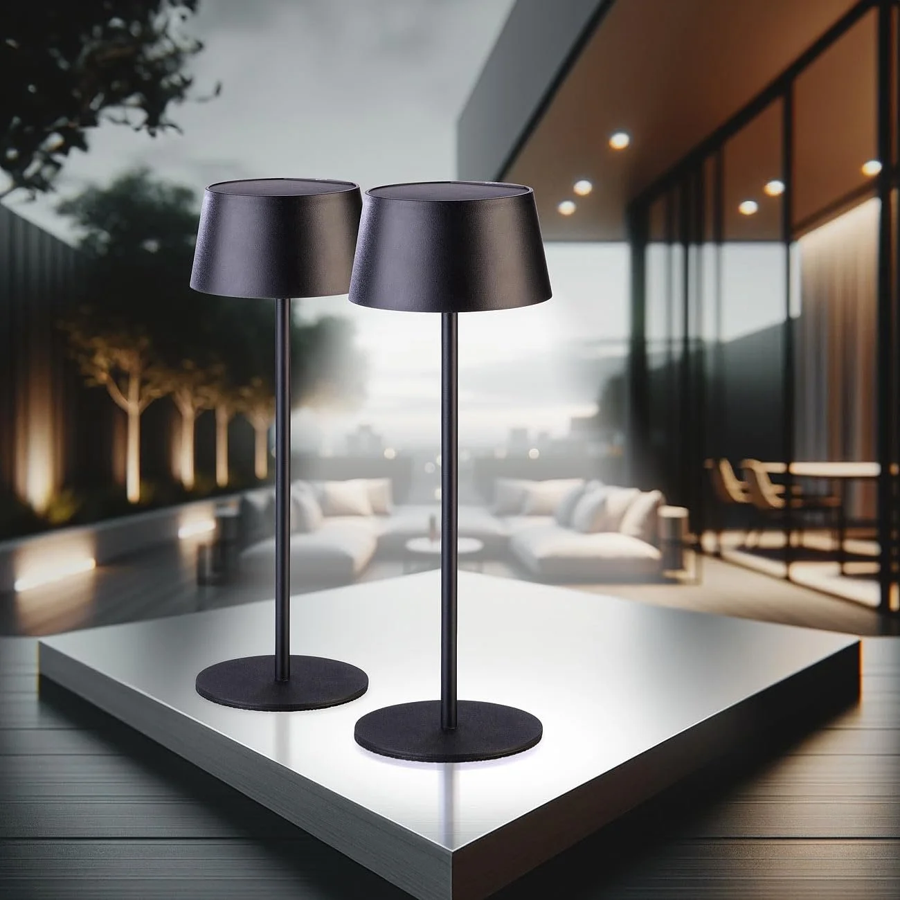 Настольная лампа Lunartec Outdoor Solar набор из 2 светодиодных на солнечных батареях 150 люмен 1200 мАч с регулировкой яркости USB, фото №1