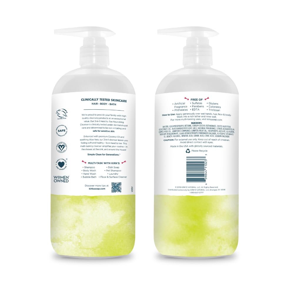 Живильний очищувальний засіб 3-в-1 Kirk's Head to Toe Juniper & Lime 32 fl oz (1 шт), фото №2