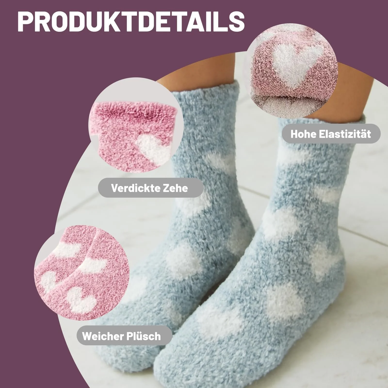 Пухнасті шкарпетки Жіночі 36-40, шкарпетки для сну, 4 пари, фото №3