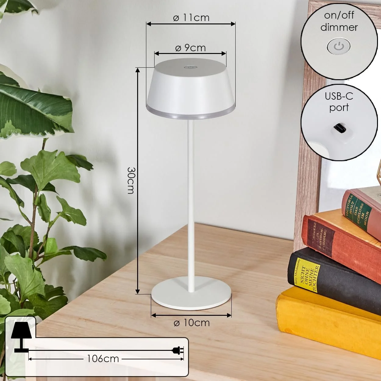 Настільна лампа HOFSTEIN Romdrup LED USB-C IP44 Комплект 2 шт Білий, фото №5