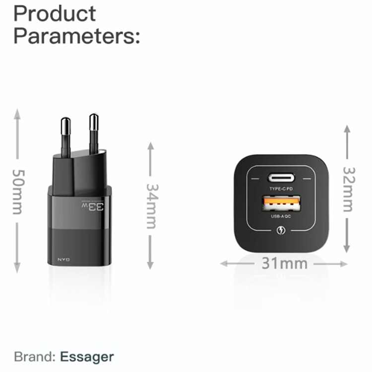 Зарядное устройство Square Brick ESSAGER USB Type C 33W, фото №10