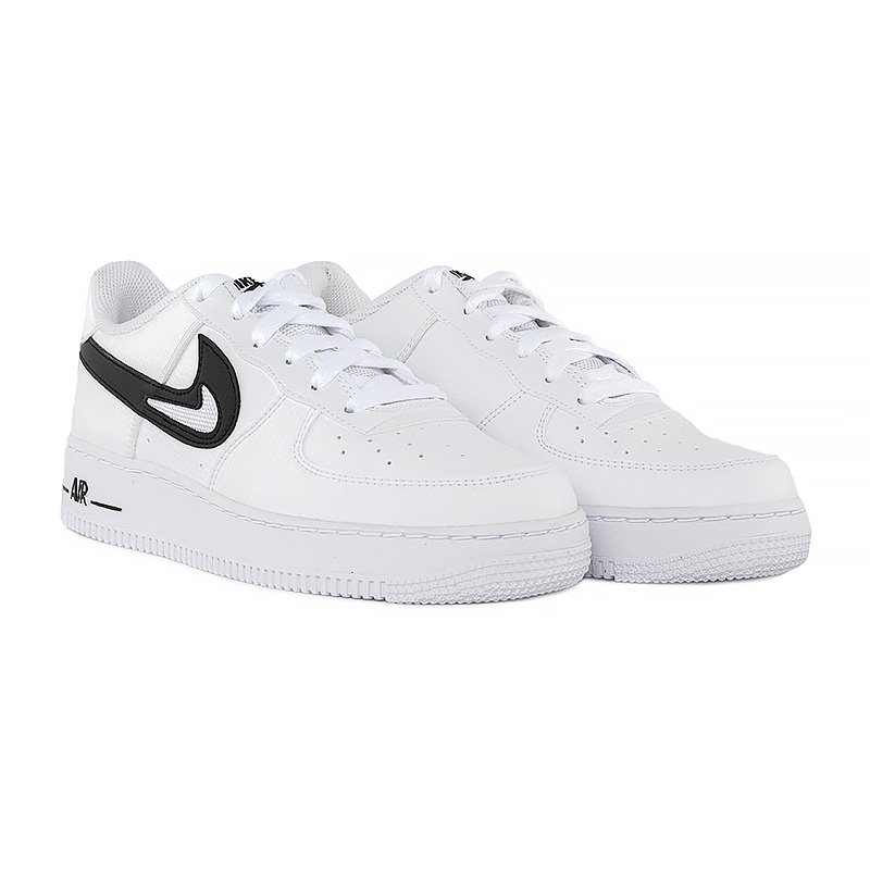 Кроссовки Nike Air Force 1 Low Cut Out Swoosh белые с черным (GS) размер 38.5, фото №5