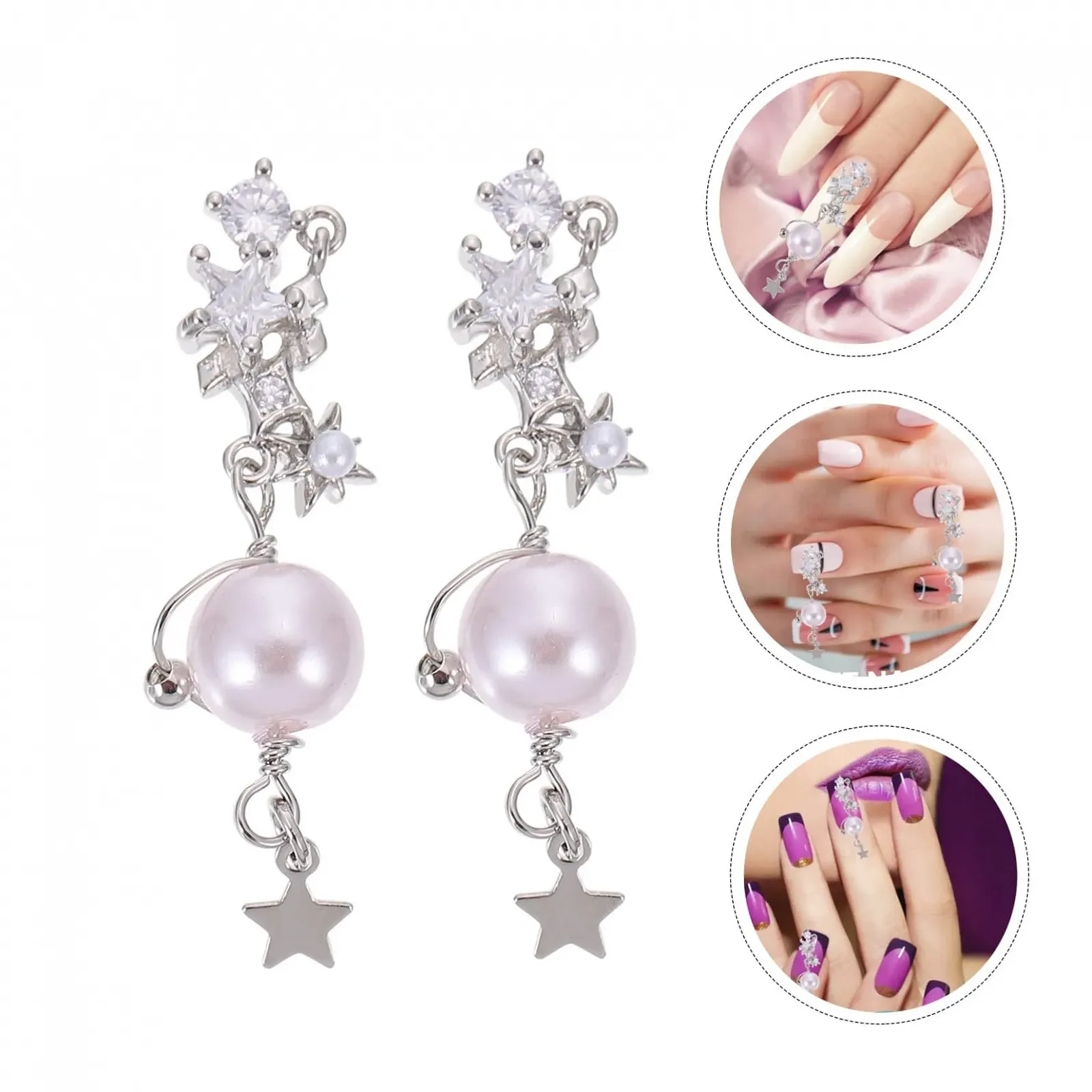 Жемчужная цепочка для ногтей, 2 шт, фото №5