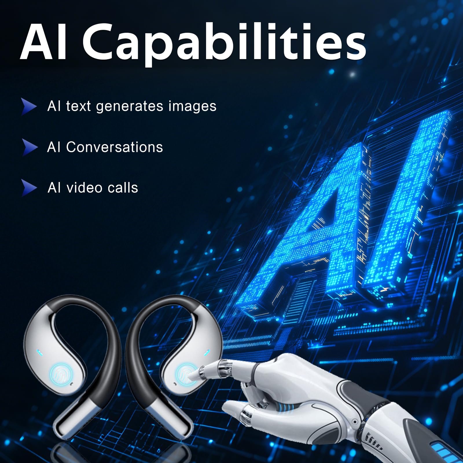 Наушники для перевода AI, Bluetooth 5.4, беспроводные наушники с поддержкой 133 языков, 60 часов автономной работы, 5 режимов перевода, фото №5