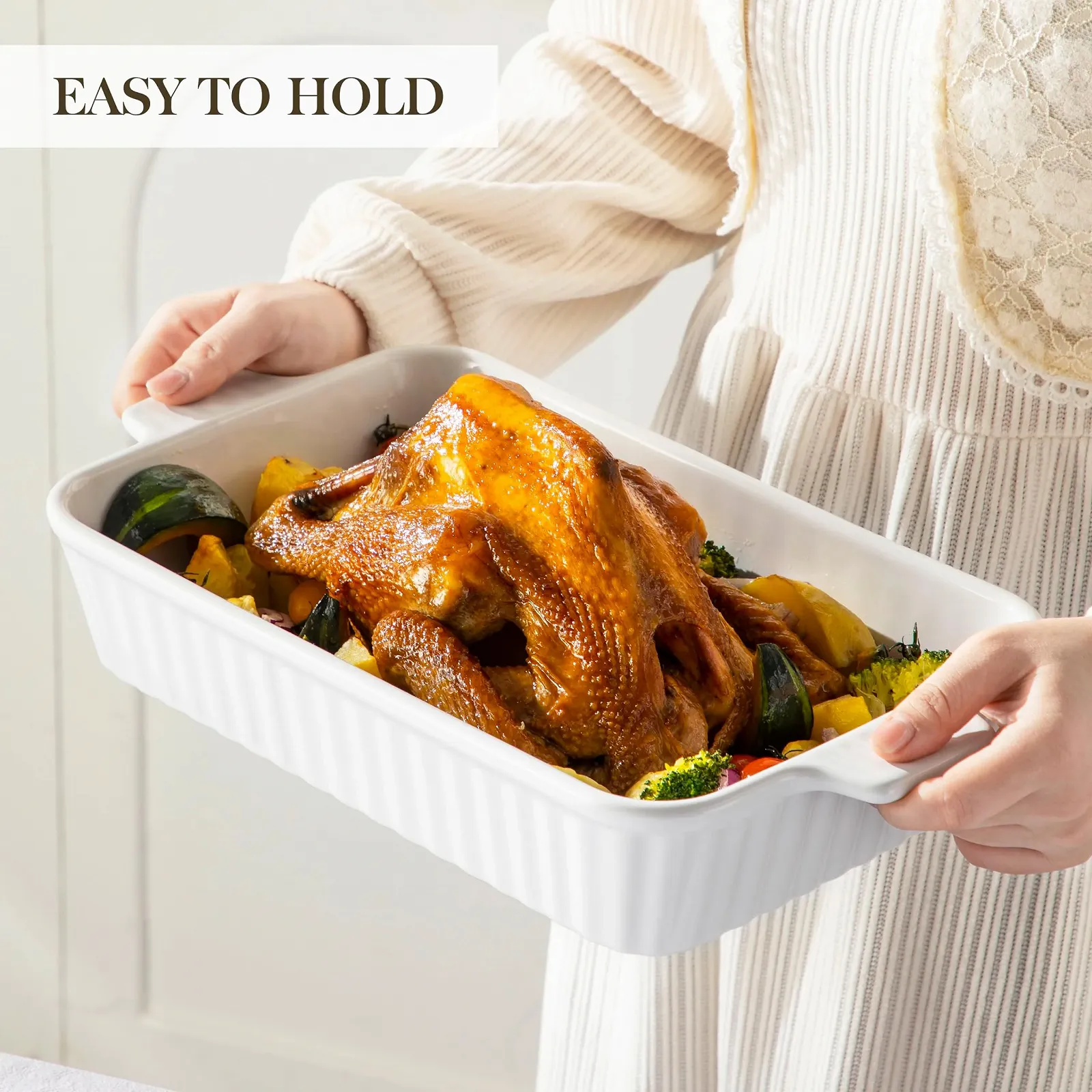 Форма для запекания MALACASA Bake.Bake 37.5 см 3 л керамическая Белая, фото №8 Форма для запекания MALACASA Bake.Bake 37.5 см 3 л керамическая Белая, фото №8