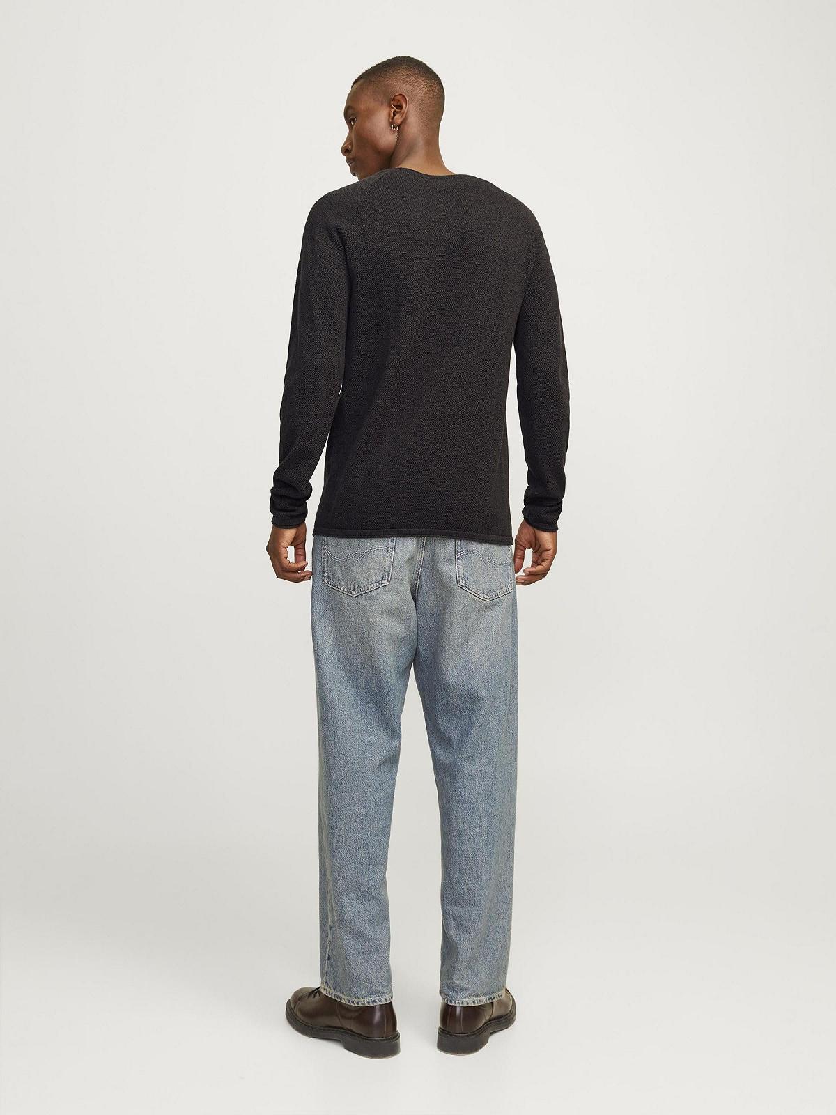 Джемпер JACK & JONES JJEHILL Мужской Вязаный С круглым вырезом Базовый С длинными рукавами Хлопковая рубашка, фото №3