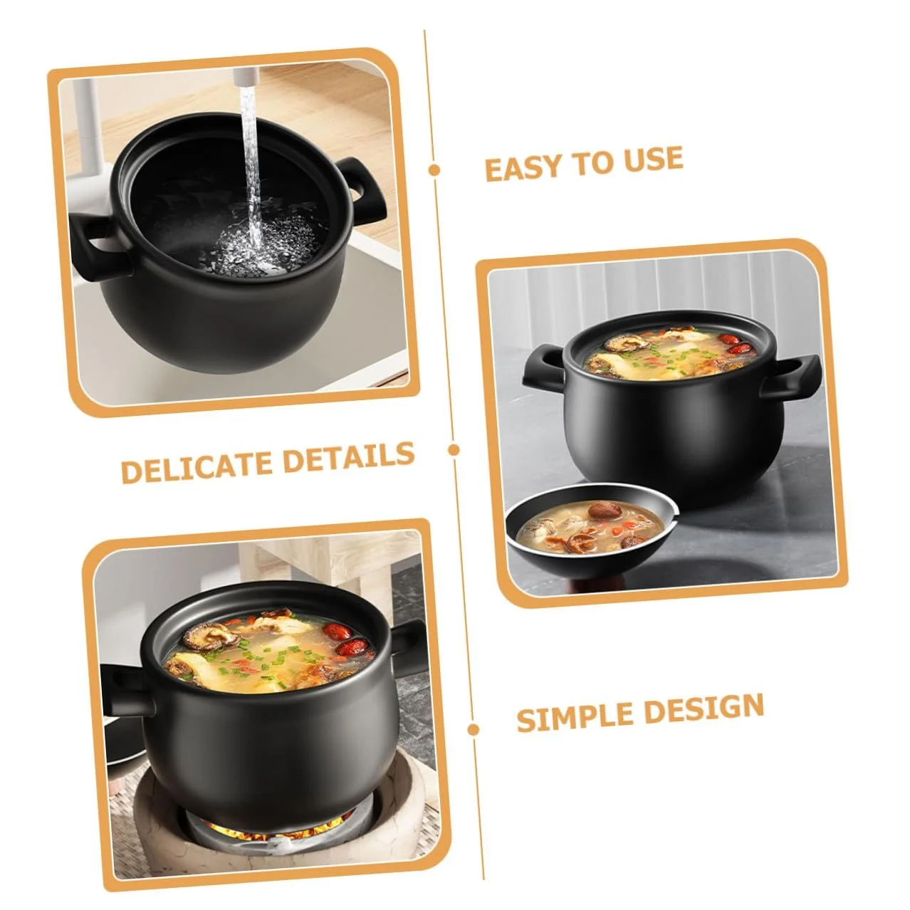 Кастрюля-горшок для запекания большой емкости термостойкая с антипригарным покрытием для газовой плиты с крышкой, фото №9