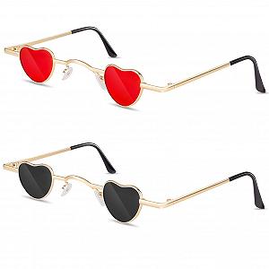 Солнцезащитные очки Kiiwah в форме сердца, маленькие, унисекс, ретро, ​​металлическая оправа. - Фото 1
