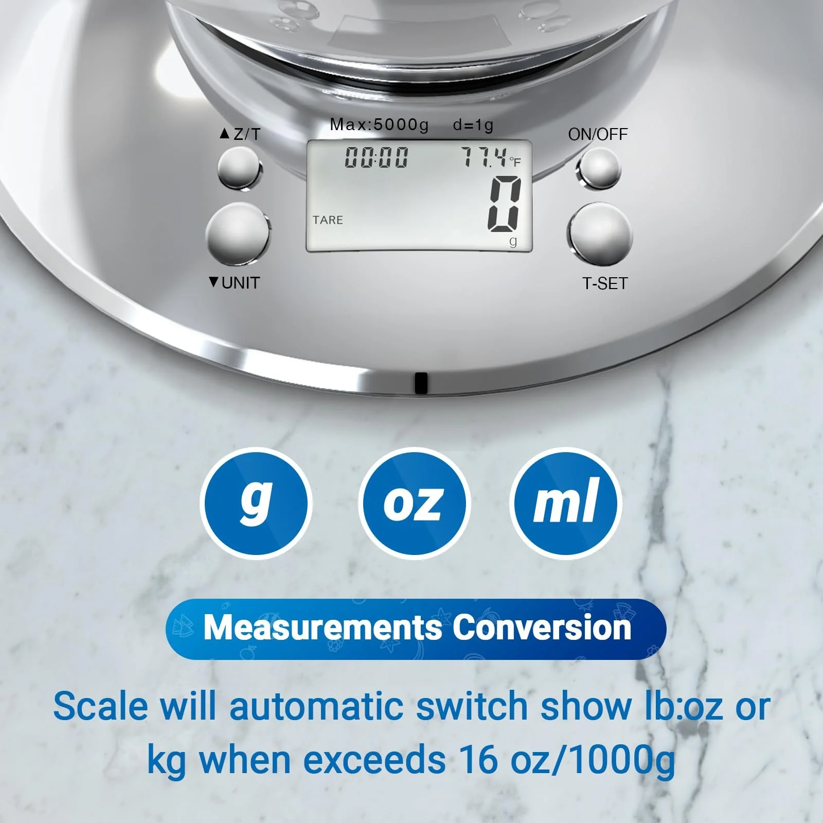 Ваги кухонні Professional Stainless Steel Digital 11 lb / 0,1 oz з чашею для зважування продуктів, фото №2