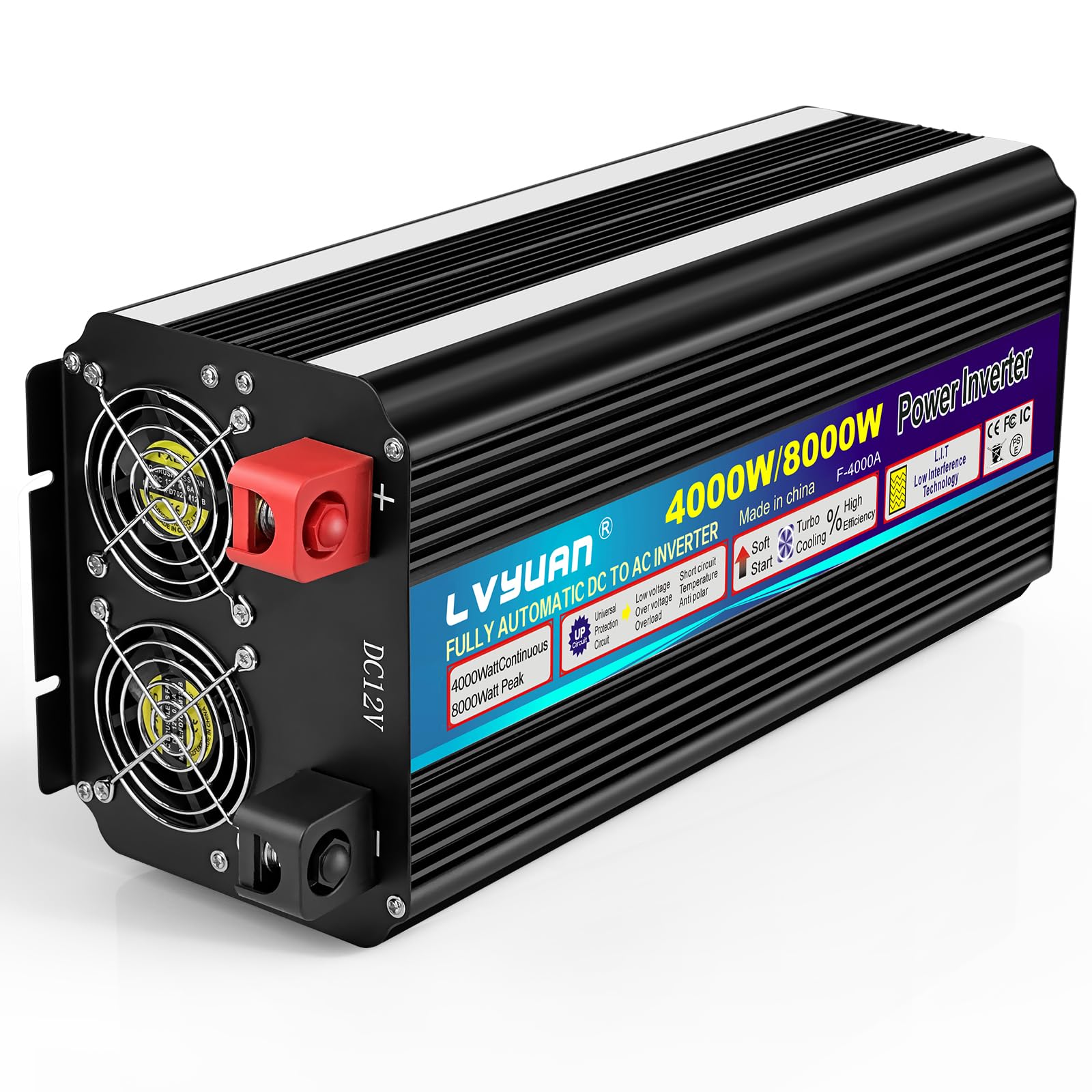 Інвертор Напруга 12V 230V 4000W / 8000W з бездротовим пультом керування, 2 розетки 1 USB та LED дисплей, фото №7