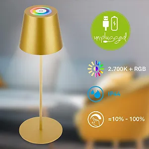 Настольная лампа BRILONER 3 в 1 RGBW LED Аккумуляторная IP44 Золотистая. synthetic.ua - Фото 1