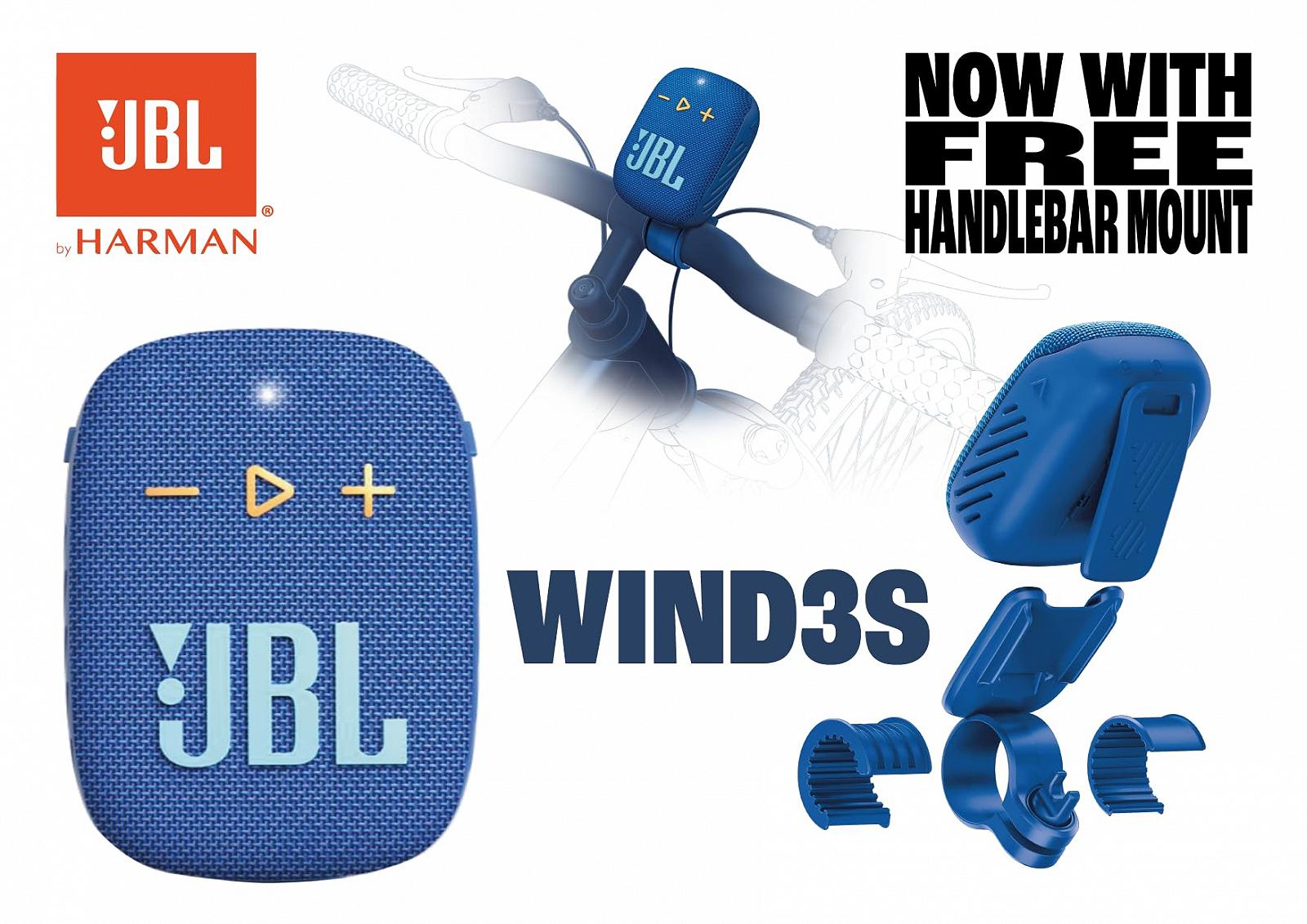 Колонка JBL Wind 3S Портативна Міні Bluetooth Водонепроникна З кліпсою для спорту, велосипеда та самоката - Bass Boost - Блакитна, фото №3