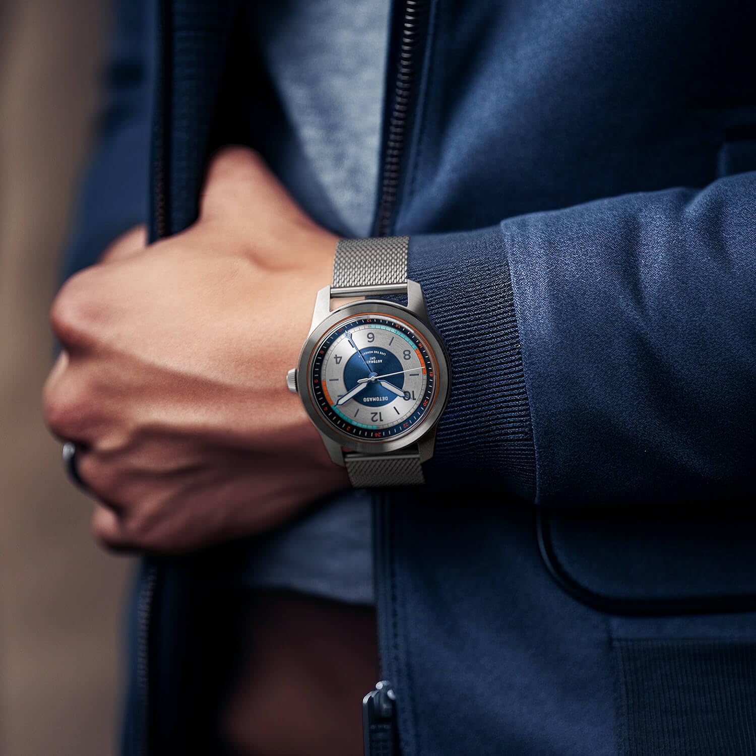 Годинник DeTomaso Urban Explorer Automatic GMT Сріблястий/Синій, сріблястий, браслет, фото №3