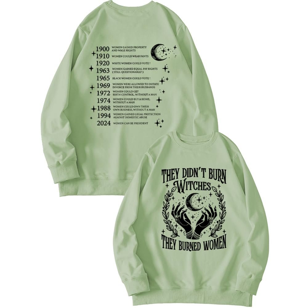 Свитшот MLZHAN Они сожгли женщин, а не ведьм, с круглым вырезом и длинными рукавами, повседневная рубашка, фото №2