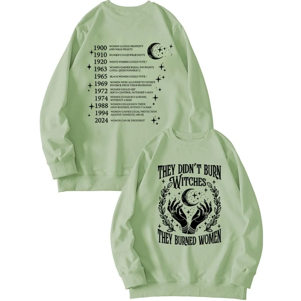 Свитшот MLZHAN Они сожгли женщин, а не ведьм, с круглым вырезом и длинными рукавами, повседневная рубашка, фото №2