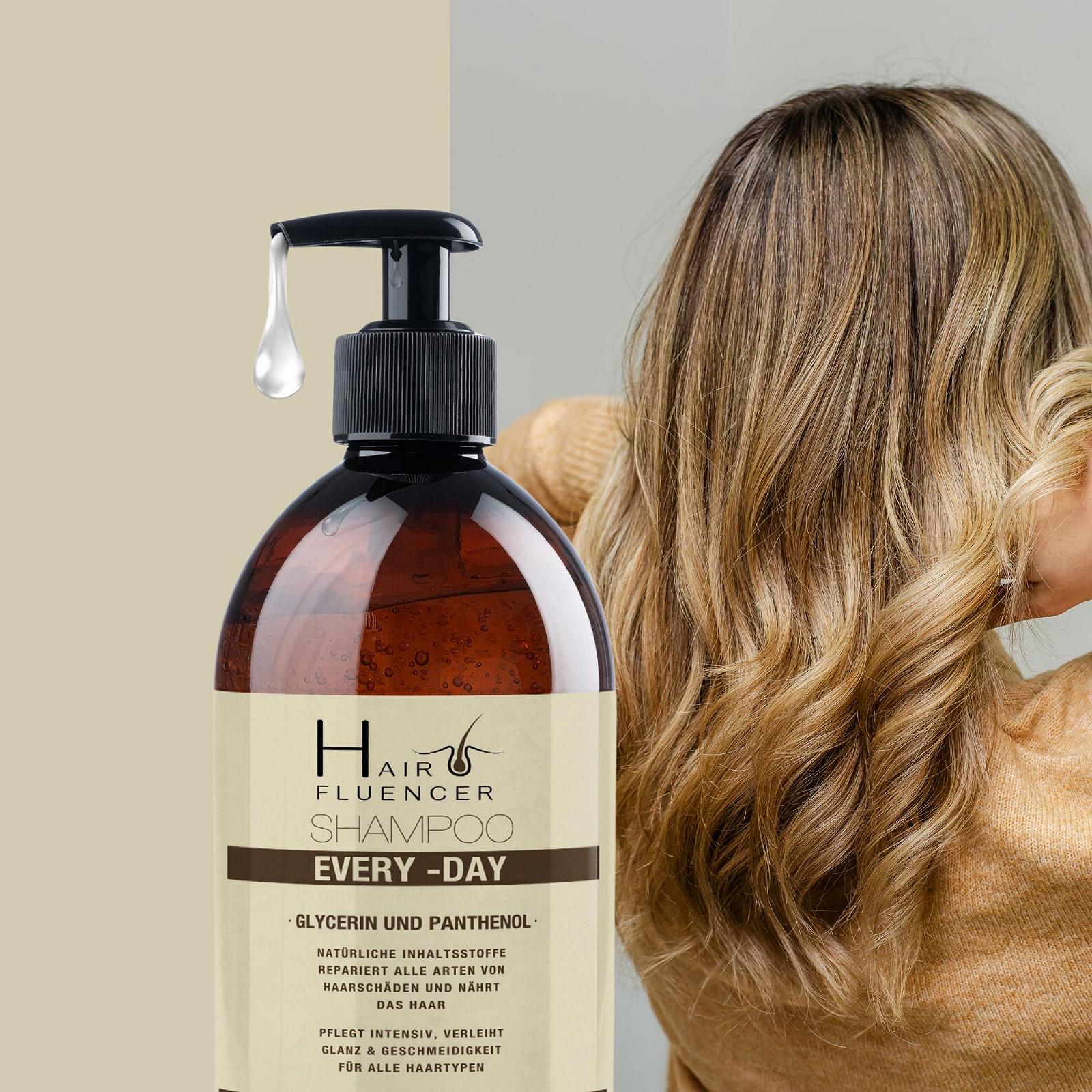 Шампунь Hairfluencer Everyday для ежедневного использования, с натуральными ингредиентами, восстанавливающий все типы повреждений волос, pH 5.5, с пантенолом и глицерином, фото №4