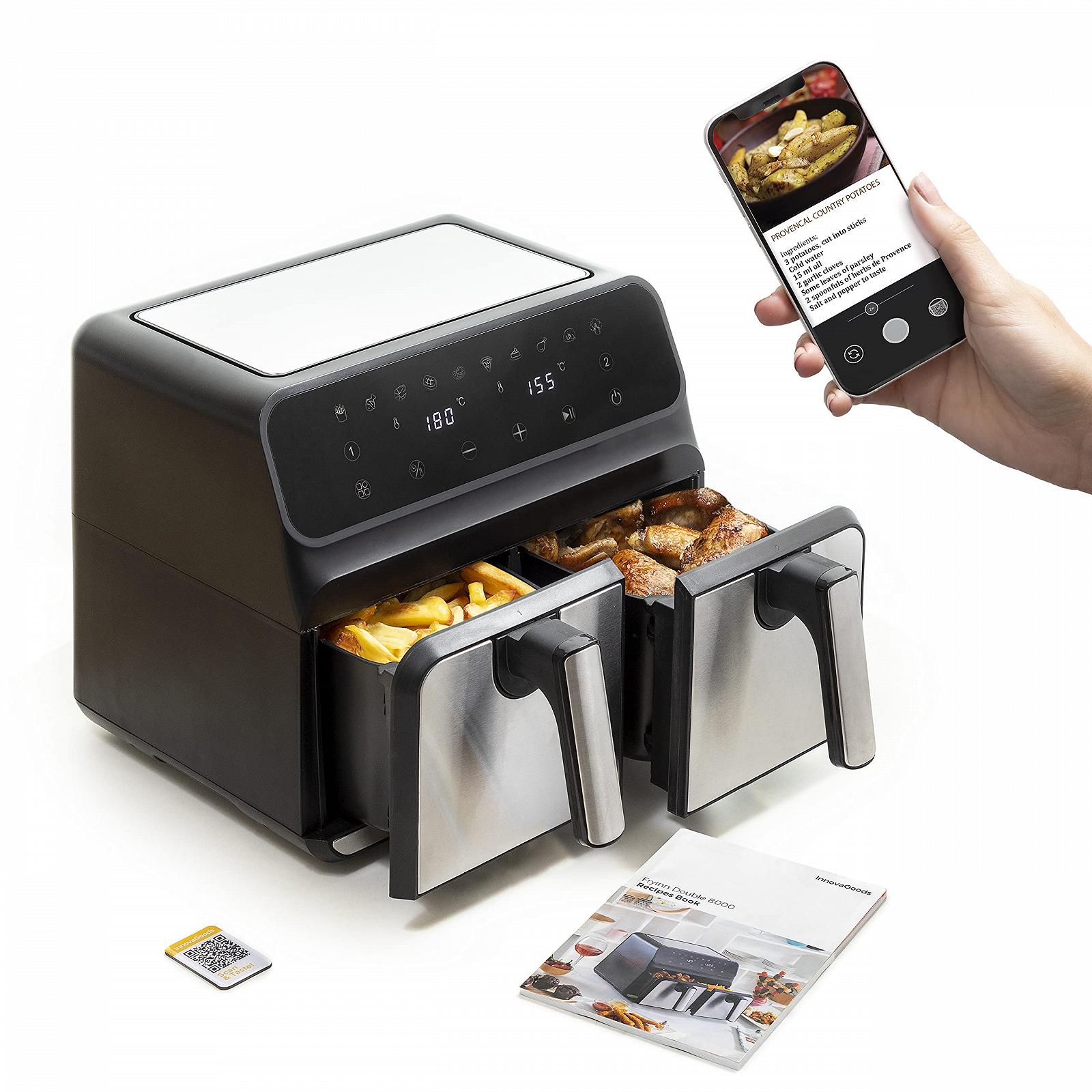 Мультипіч InnovaGoods Fryinn Double 8000 8L 3400W Black Stainless Steel, фото №8 Мультипіч InnovaGoods Fryinn Double 8000 8L 3400W Black Stainless Steel, фото №8