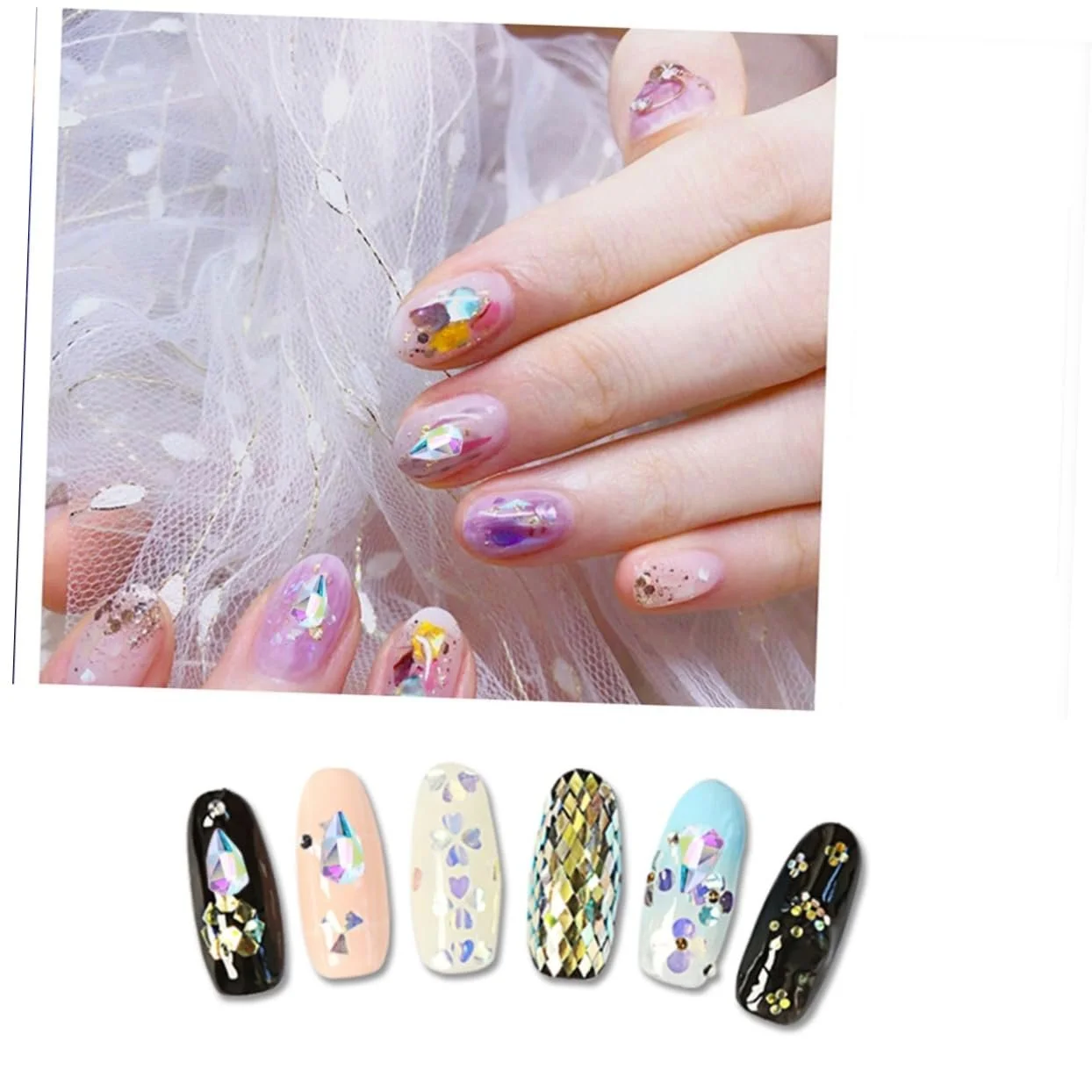 Стразы для ногтей FRCOLOR Имитация Форма щита 30 шт., фото №9