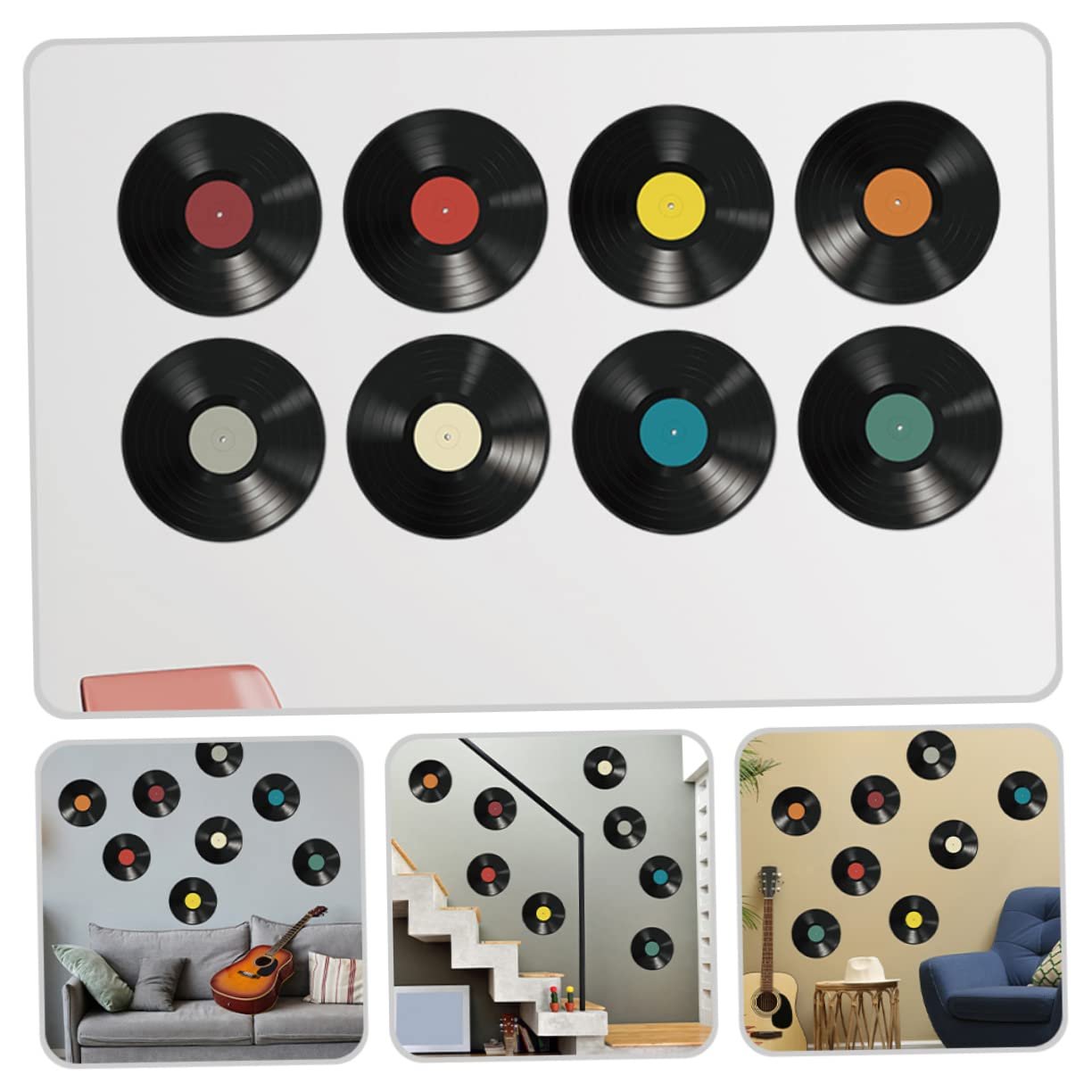 Декоративные наклейки на стену HOMSFOU Виниловые пластинки Ретро 16 штук, фото №3