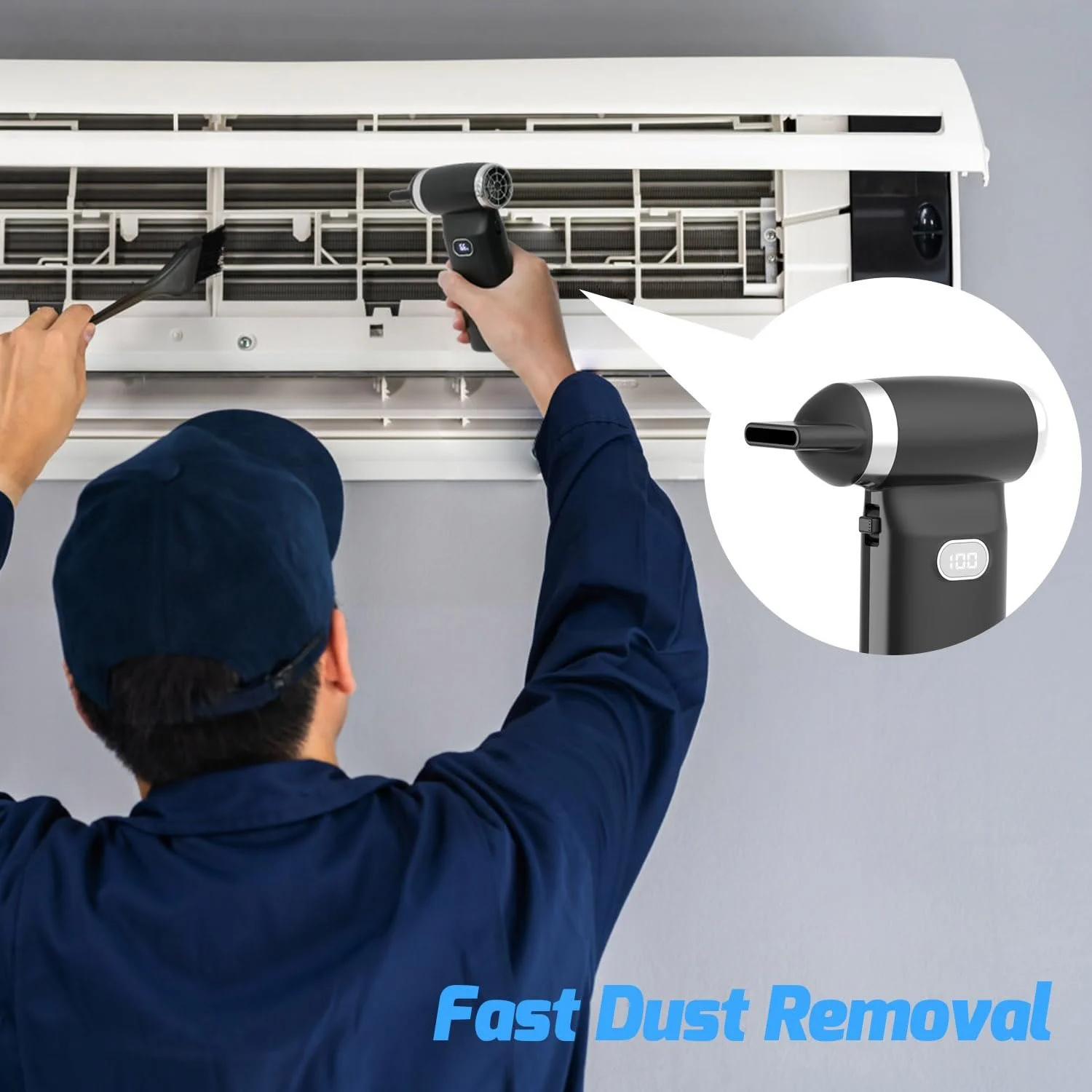 Електрична повітродувка 110,000 RPM 6000 mAH для чищення ПК, ноутбуків, клавіатур та авто, фото №5