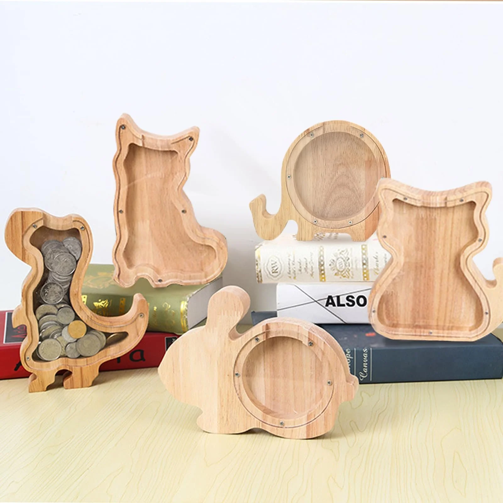 Скарбничка дерев'яна Кролик Тварини з наклейками-алфавітом, фото №7