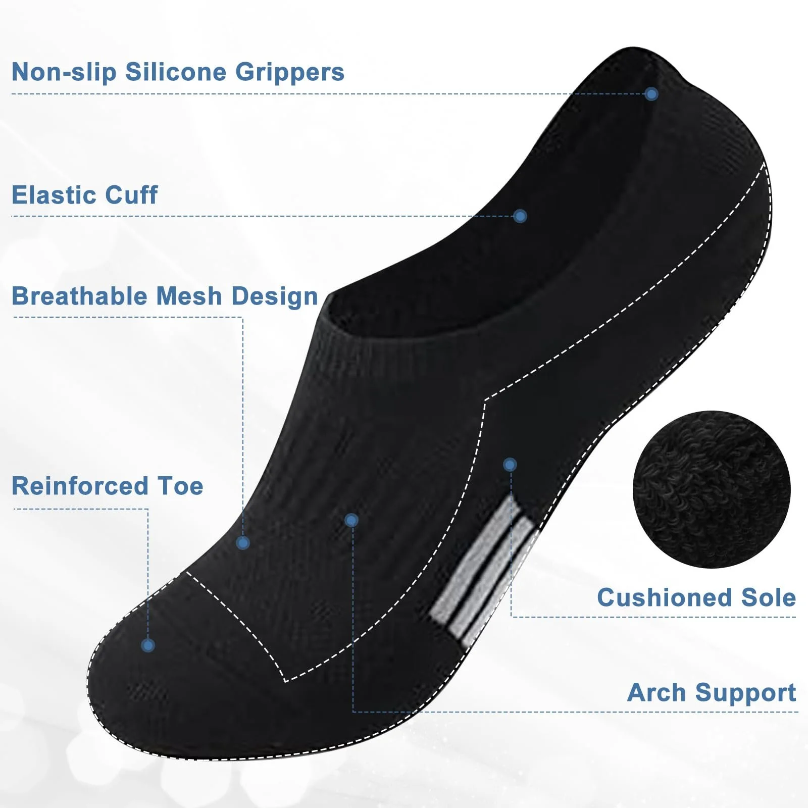 Підслідки Runmeihe Безшовні 8 пар Бавовна, фото №3 Підслідки Runmeihe Безшовні 8 пар Бавовна, фото №3