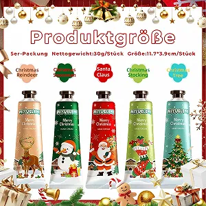 Крем для рук Рождественский набор, 5 x 30 г Мини-крем для рук Рождественский подарочный набор с маслом ши synthetic.ua - Фото 1