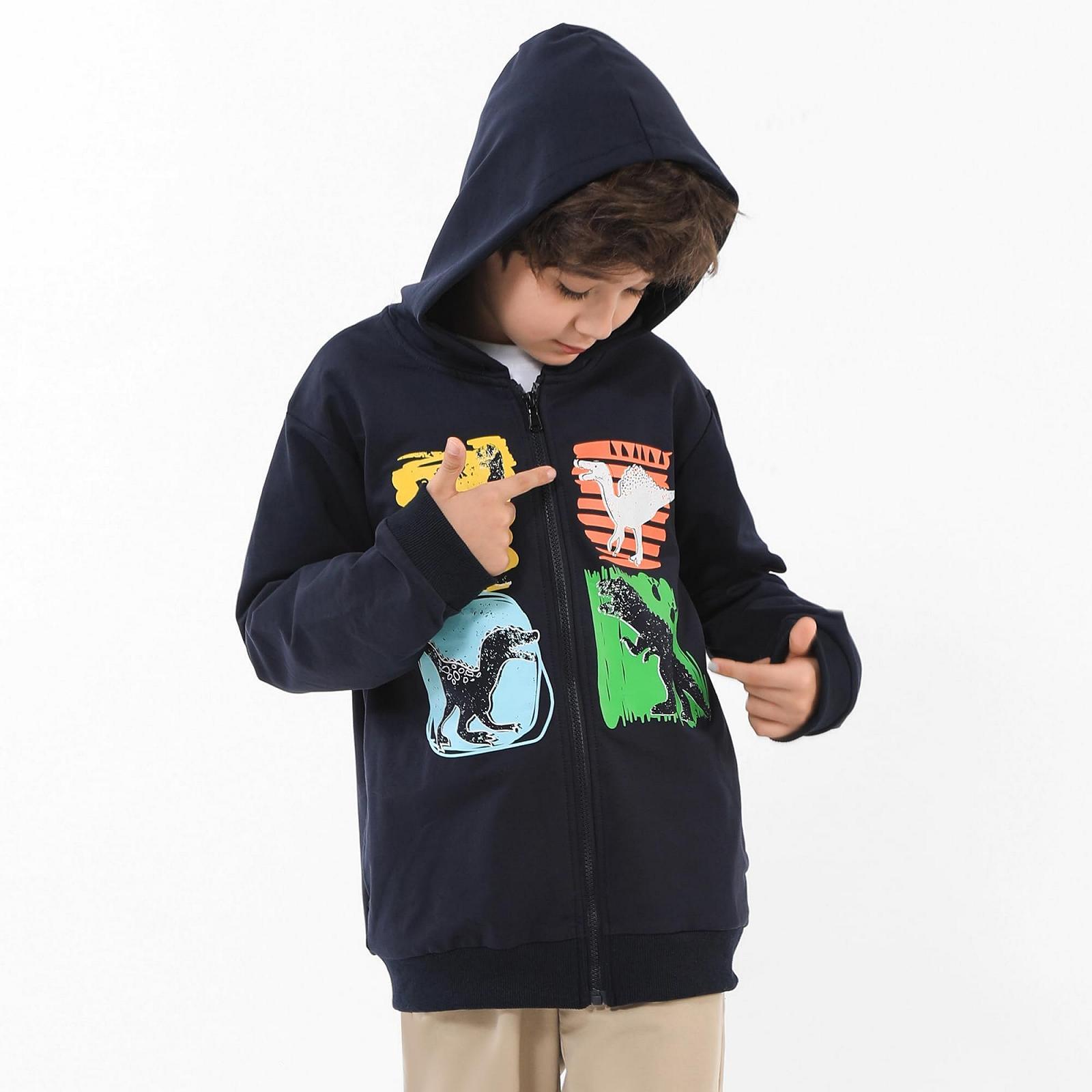 Куртка с капюшоном Codkkre для мальчиков, детская спортивная куртка на молнии, толстовка с капюшоном для мальчиков, толстовка с динозавром на молнии, 2-11 лет, фото №4