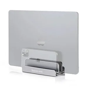 Подставка для ноутбука вертикальная Spacetronik 3-в-1 Алюминий Регулируемая Совместима с ноутбуками, MacBook Air/Pro, iPad, планшетами, мобильными телефонами - Фото 1