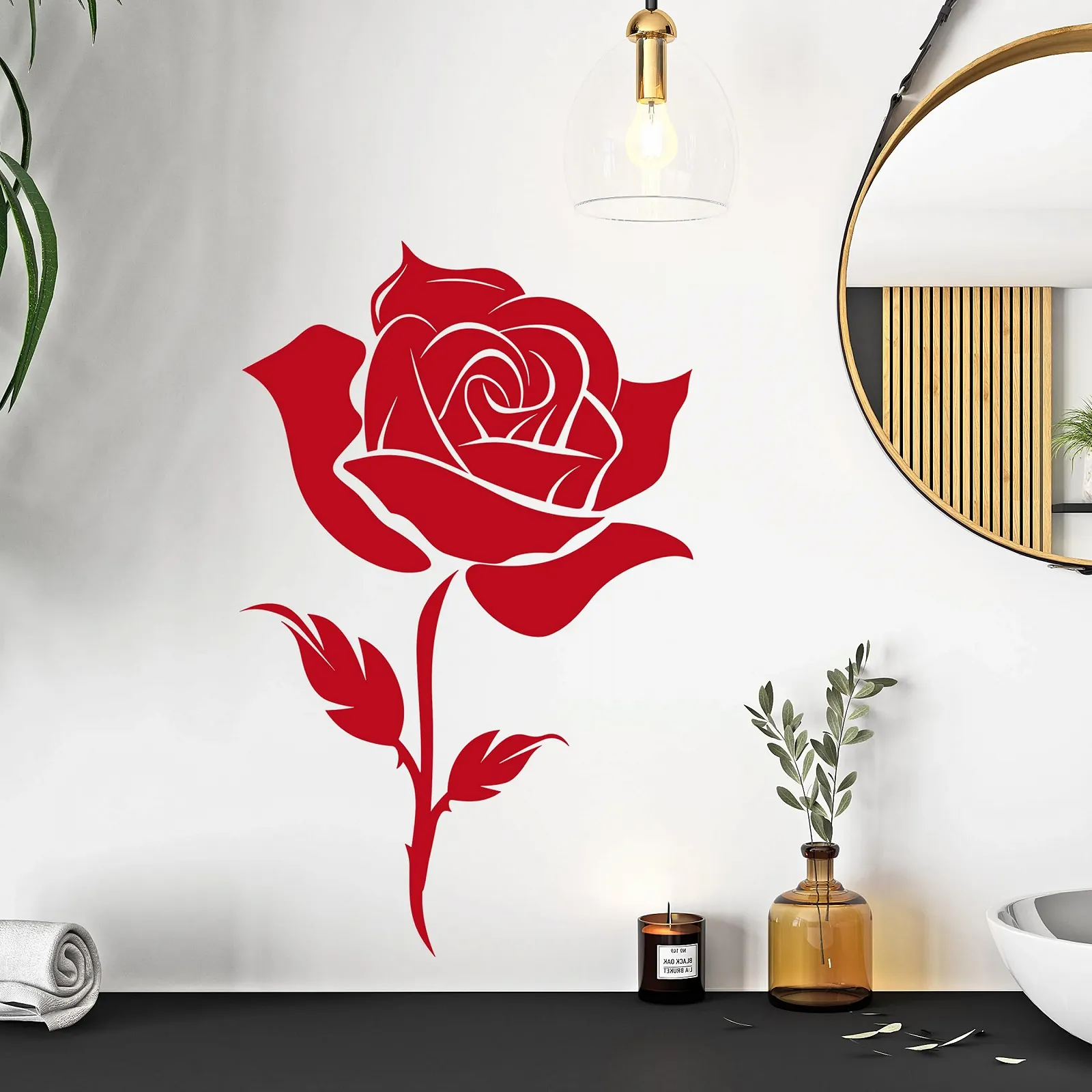 Наклейка на стену GRAZDesign Flower Rose 47 x 30 см Средне-серая, фото №1