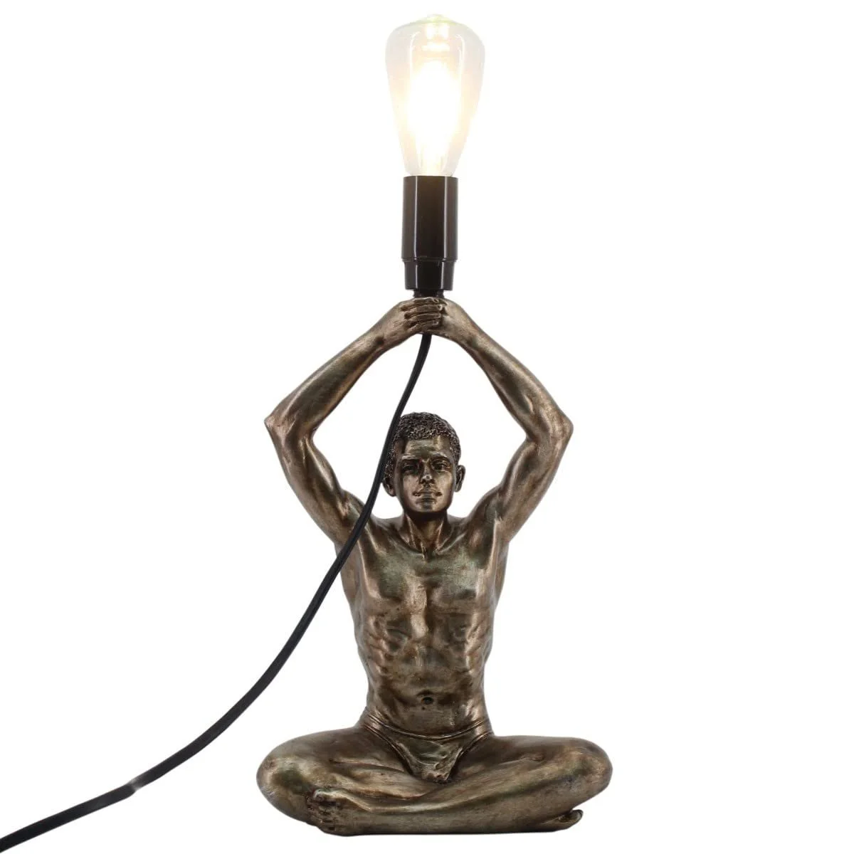 Настільна лампа Decorative Naked Man Yoga Resin Bronze Effect 30 см Бронза, фото №1