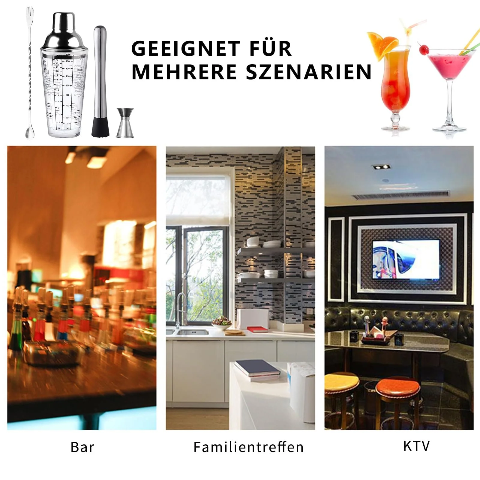 Профессиональный стеклянный набор для коктейлей, аксессуары для коктейльного шейкера, мерный стакан, набор для приготовления коктейлей для мохито, для дома или бара, фото №7 Профессиональный стеклянный набор для коктейлей, аксессуары для коктейльного шейкера, мерный стакан, набор для приготовления коктейлей для мохито, для дома или бара, фото №7