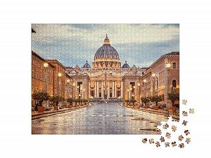 Пазл puzzleYOU Europe, Churches, St. Peter's Basilica, Christianity St. Peter's Basilica in the Evening of Via Della Conciliazione in Rome 1000 деталей synthetic.ua - Фото 1