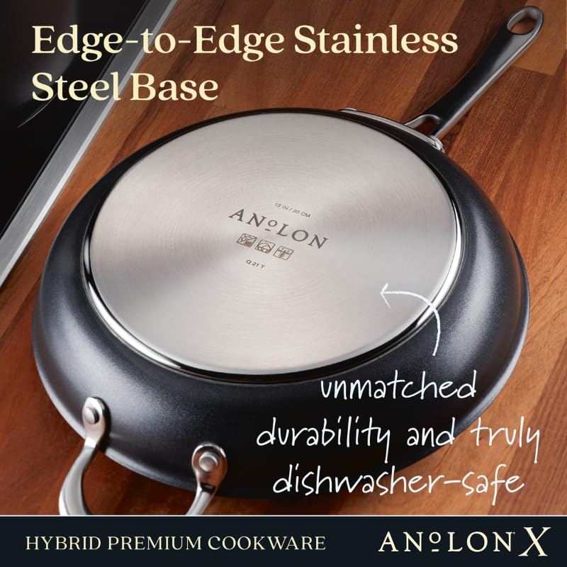 Набір посуду Anolon X Hybrid Non Stick для індукції, каструлі та сковорідки, темно-сірий, набір з 10 штук, фото №5