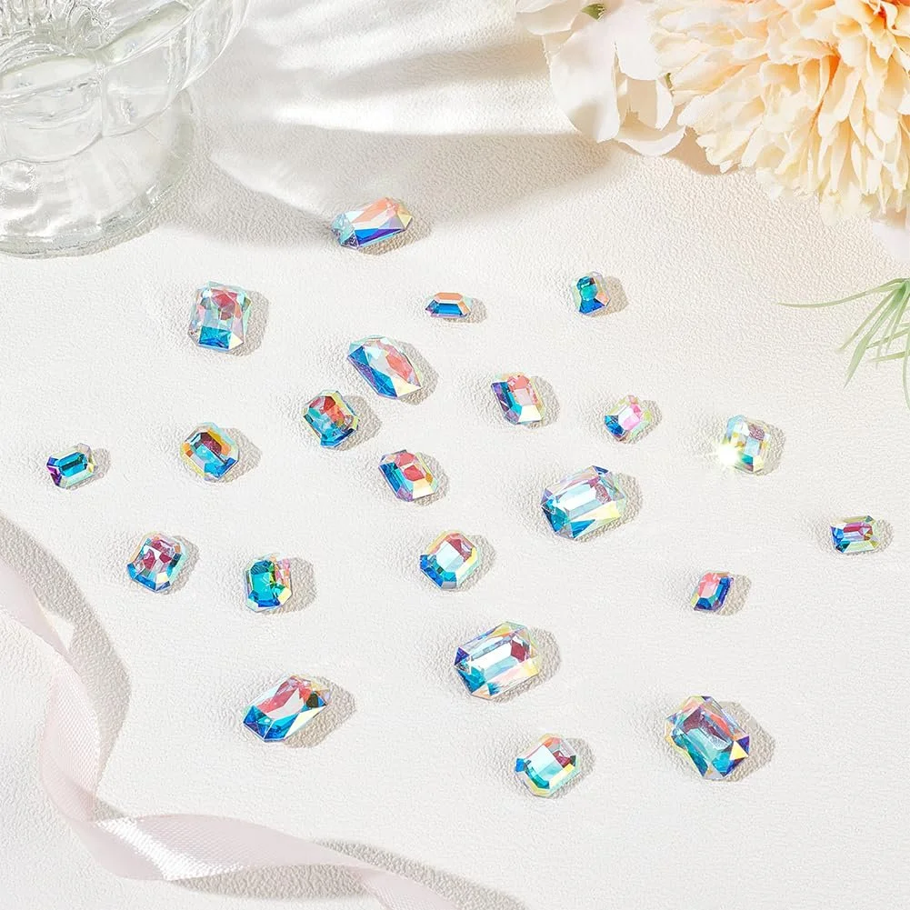 Стразы Прямоугольные стеклянные 8/10/14 мм, 30 шт, фото №4