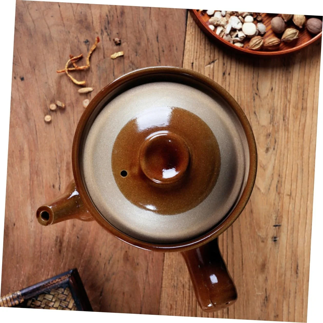 Глиняный горшок для лекарственных трав VANZACK термостойкий с эргономичной ручкой антипригарный для газовых плит, фото №5