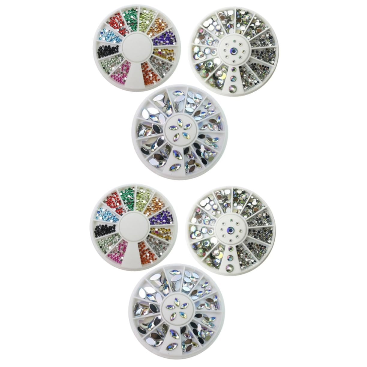 Набор страз для ногтей Healvian 6 шт. Блестящие Стразы для дизайна ногтей Разноцветные Бриллианты, фото №1